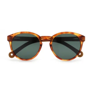 The "Costa" Gentle Tortoise Sunglasses feature round tortoiseshell frames, dark lenses, and black arms with subtle circular accents near the hinges, shown from the front against a white background. Gate21.ee