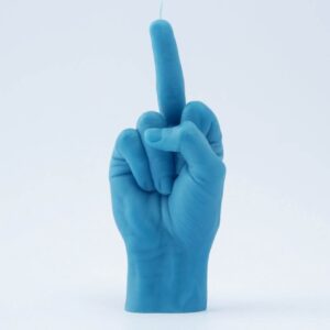 The F*ck You Candle - Black is a bold Estonian design shaped like a human hand giving the middle finger—making it an edgy, standout piece ideal for gift shops or concept stores. Gate21.ee