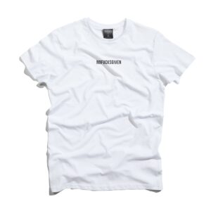 A plain white short-sleeve T-shirt with the words NOFUCKSGIVEN printed in black, uppercase letters on the chest&mdash;perfect for anyone seeking unique ideas at a concept store or gift shop. Gate21.ee