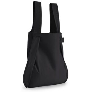 The "Black" reusable tote bag features two wide handles and a small side fabric tag, ideal for shopping in Tallinn or as a unique gift shop find, shown against a white background. Gate21.ee