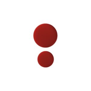 Double &ndash; Red features a large red dot above a smaller one on a white background, creating a striking exclamation mark or colon effect&mdash;ideal for concept shop branding or sparking unique inspiration. Gate21.ee