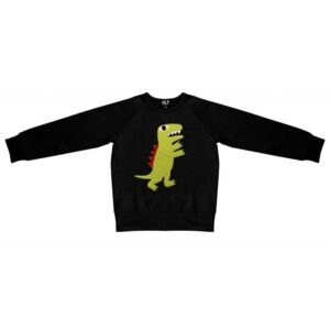 The Kids Doggy black sweatshirt features a playful cartoon dog printed on the front. Showcasing Estonian design, it's a unique find perfect for those looking for creative picks during their Tallinn shopping adventures. Gate21.ee