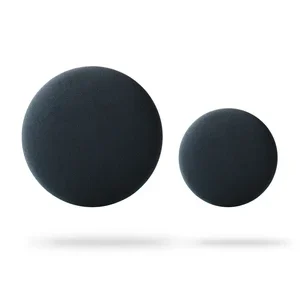 Double - Black features two solid black circles of varying sizes on a white background with subtle shadows—an image inspired by minimalist Estonian design, ideal for a stylish Tallinn shop or gift display. Gate21.ee