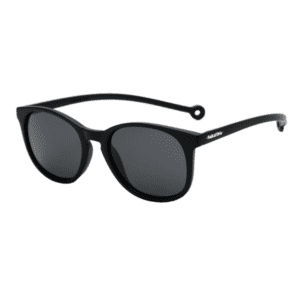 The "Arroyo" Black Sunglasses feature dark lenses, thin slightly curved arms with a small white logo on the left, and unique looped ends—ideal for curated gift shop finds and one-of-a-kind gift ideas. Gate21.ee