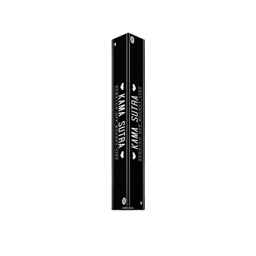 A black rectangular box with "KAMA SUTRA - Bucket List" in white text on the spine, set against a plain white background—an eye-catching piece that enhances any gift shop or Estonian design collection with its curated, decorative style. Gate21.ee