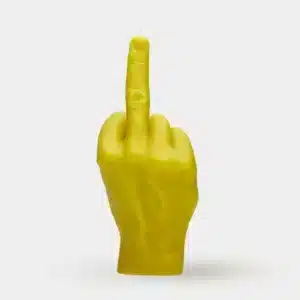 The F*ck You Candle – Yellow is shaped like a human hand giving the middle finger—an eye-catching piece for anyone seeking unique Tallinn shopping finds or a bold addition to any curated collection. Gate21.ee
