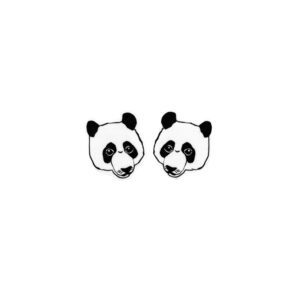 Pandad Kõrvarõngad feature two minimalist black and white illustrated panda faces side by side on a white background—a charming Estonian design, ideal for unique gifts whilst shopping in Tallinn or visiting concept shops. Gate21.ee