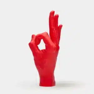 OK - Red is a striking Estonian sculpture of a human hand making the OK gesture, with the thumb and index finger forming a circle—perfect for gift shop displays or as a unique décor piece. Gate21.ee