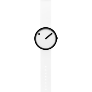 The White / White / 40mm is a minimalist wristwatch with an Estonian-inspired design, white strap and face, black bezel, bold black hour/minute markers, and a black buckle with a yellow accent—an ideal pick for Tallinn shopping or unique style. Gate21.ee