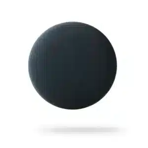 The Single - Black is a round, fabric-covered smart speaker in black with a minimalistic design, displayed on a white background with a soft shadow—ideal for concept shops looking for distinctive items. Gate21.ee