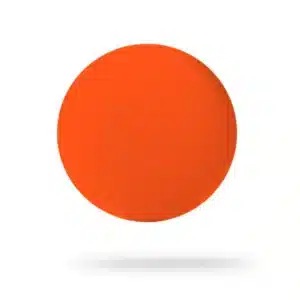 The Single – Orange features a solid orange circle, inspired by Estonian design, centred on a white background with a subtle grey shadow beneath it. Gate21.ee