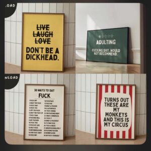 Discover curated Estonian design with the Wisdom and Wonder Posters - A2. These four framed prints combine bold text and humour&mdash;perfect decor for those who love wit, style, and unique Tallinn shopping finds. Gate21.ee