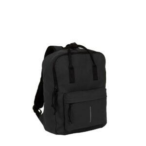 The Chicago Handle Rucksack - Burgundy features a rectangular shape, double zips on the main compartment, a front zipped pocket, and two adjustable shoulder straps—ideal for carrying essentials after shopping in Tallinn. Gate21.ee