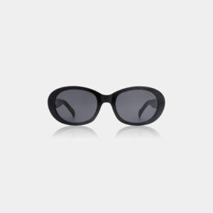 ANMA - Black oversized sunglasses with rounded frames and dark lenses, shown on a plain white background. Curved arms add comfort—an ideal standout accessory for gift shops seeking unique Estonian design. Gate21.ee