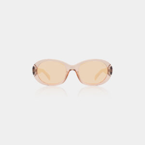ANMA - Champagne sunglasses feature transparent, light pink oval frames and pale orange-tinted lenses inspired by Estonian design, shown against a plain white background. Gate21.ee