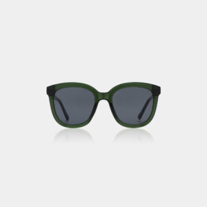 The BILLY - Dark Green Transparent sunglasses, featuring dark green frames and black lenses, are shown facing forwards on a plain white background&mdash;ideal for anyone seeking standout style or unique Tallinn shopping finds. Gate21.ee
