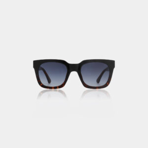 The NANCY - Black Demi Tortoiseshell sunglasses feature square frames in black and tortoiseshell with dark gradient lenses, ideal for trying new styles at a Tallinn concept shop. Shown against a plain white background. Gate21.ee