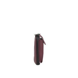 The Cincinnati Phone Pocket and Wallet in burgundy is a slim, rectangular accessory with elegant Estonian design, shown from the side on a white background, featuring a small handle at the top. Gate21.ee