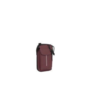 The Cincinnati - Phone Pocket and Wallet in burgundy, a compact crossbody bag with a front flap, zip pocket, and black strap, is perfect for your next Tallinn shopping trip—shown against a white background. Gate21.ee