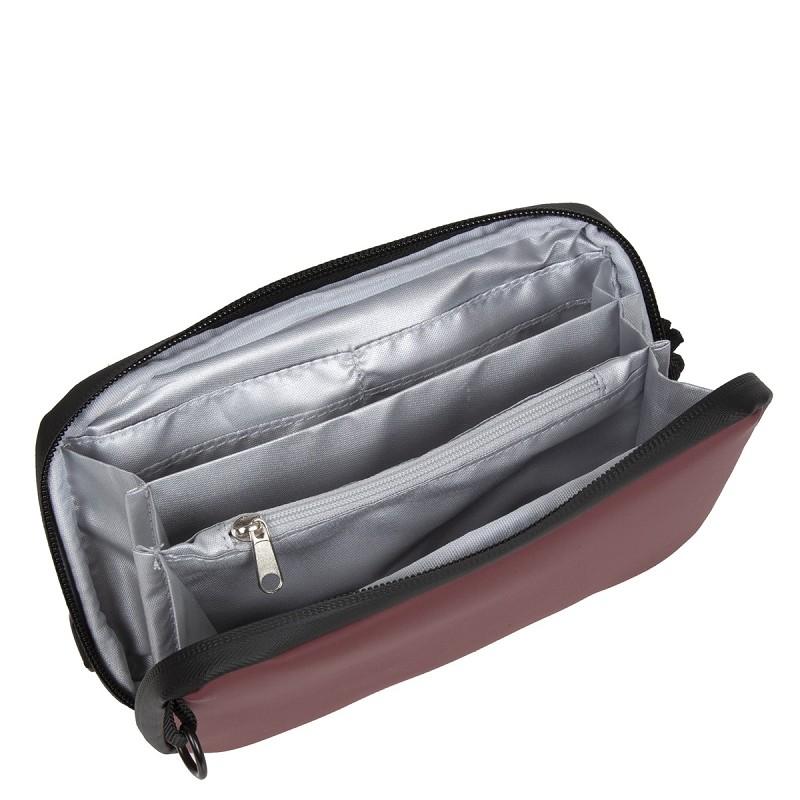 The Cincinnati - Phone Pocket and Wallet in Burgundy is shown open, displaying a light grey interior with multiple pockets and a zippered compartment—ideal for organising essentials in style. Gate21.ee