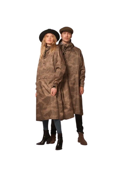 Two people in The Clouds raincoats and hats stand side by side against a white background—a striking show of Estonian design, ideal for concept shops or gift shops seeking unique outerwear styles. Gate21.ee