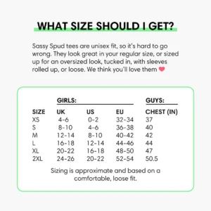A sizing chart for Bananciaga Embroidered T-Shirt - Black features unisex girls&rsquo; XS-2XL sizes with UK, US, and EU equivalents, plus lads' chest sizes from 37&ndash;50.5 inches. Sizing guidance included&mdash;ideal for Tallinn shopping!. Gate21.ee