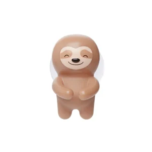 A small, brown sloth figurine with a smiling face and closed eyes, designed as the Sloth - Toothbrush Holder—an adorable Estonian-inspired piece perfect for adding unique charm to your bathroom. Gate21.ee