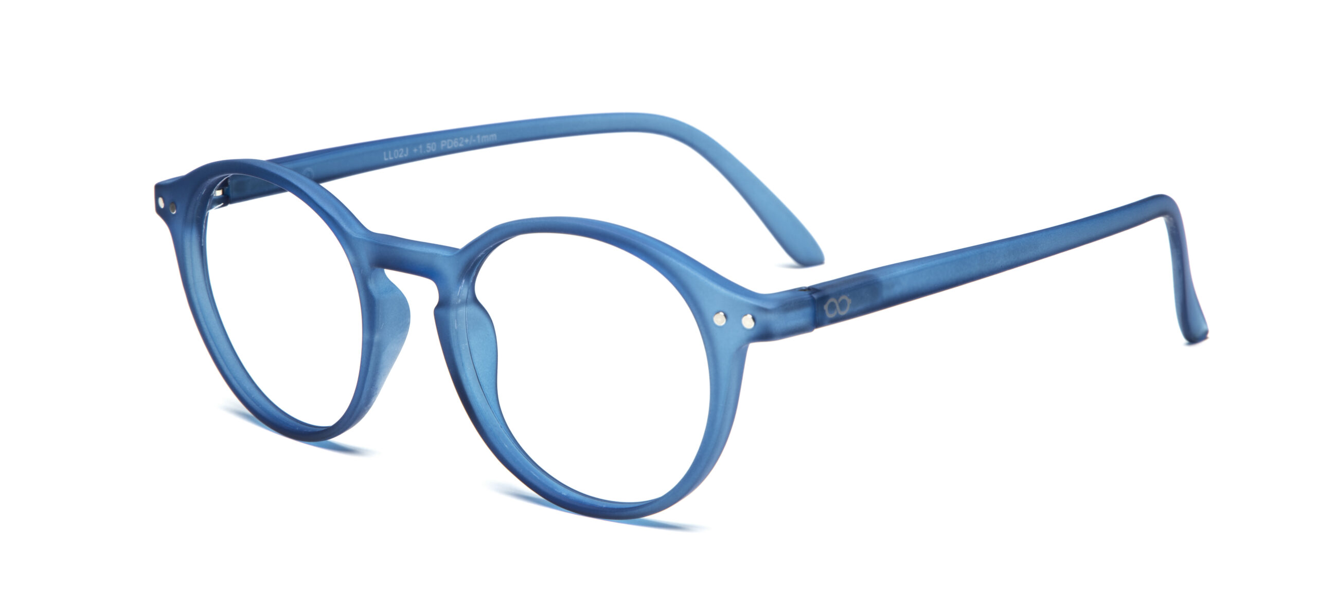 A pair of round, black FAUST spectacles with clear lenses and a matt finish, displayed on a white background. The curated frames feature two small metal dots near the hinges, perfect for concept store shoppers seeking unique eyewear. Gate21.ee