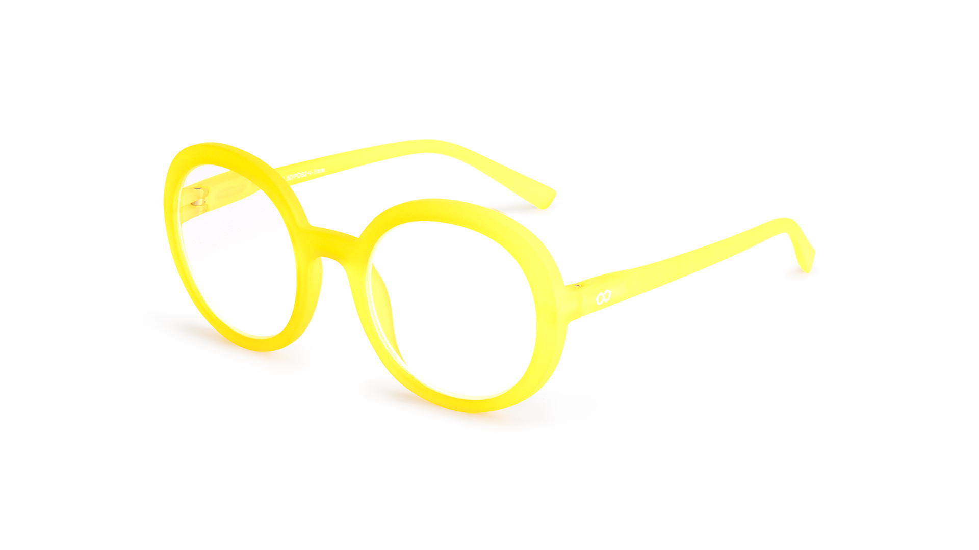 The JANE - Neon Yellow features round lenses and vibrant yellow frames, displayed on a white background—an ideal pick for gift shops seeking unique items. Gate21.ee