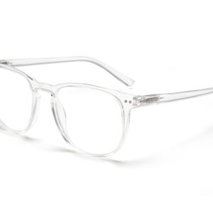 THE GEORGE - Crystal Clear: Rectangular spectacles crafted from transparent plastic, inspired by Estonian design. A unique and stylish gift shop find, shown on a white background. Gate21.ee