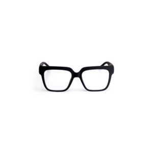 The MAX - Black eyeglasses, featuring black square frames and clear lenses, are displayed on a white background, highlighting curated Estonian design. Gate21.ee