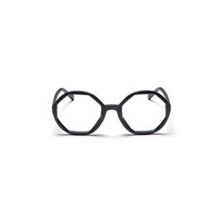 LOLITA - Black eyeglasses feature large, round, geometric frames in classic black, showcasing curated Estonian design against a white background. Gate21.ee