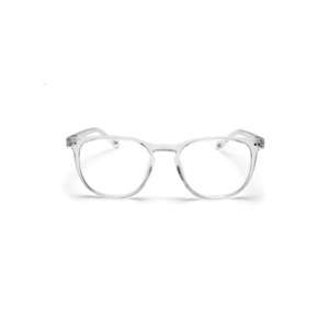 THE GEORGE - Crystal Clear: A pair of clear, rectangular spectacles with transparent frames, centred on a white background—ideal for anyone seeking unique, curated accessories in Tallinn. Gate21.ee