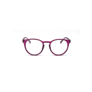The PAPILLON - Deep Purple spectacles feature round, deep purple frames and are shown from the front on a white background—ideal for finding your next unique look in Tallinn’s concept shops. Gate21.ee