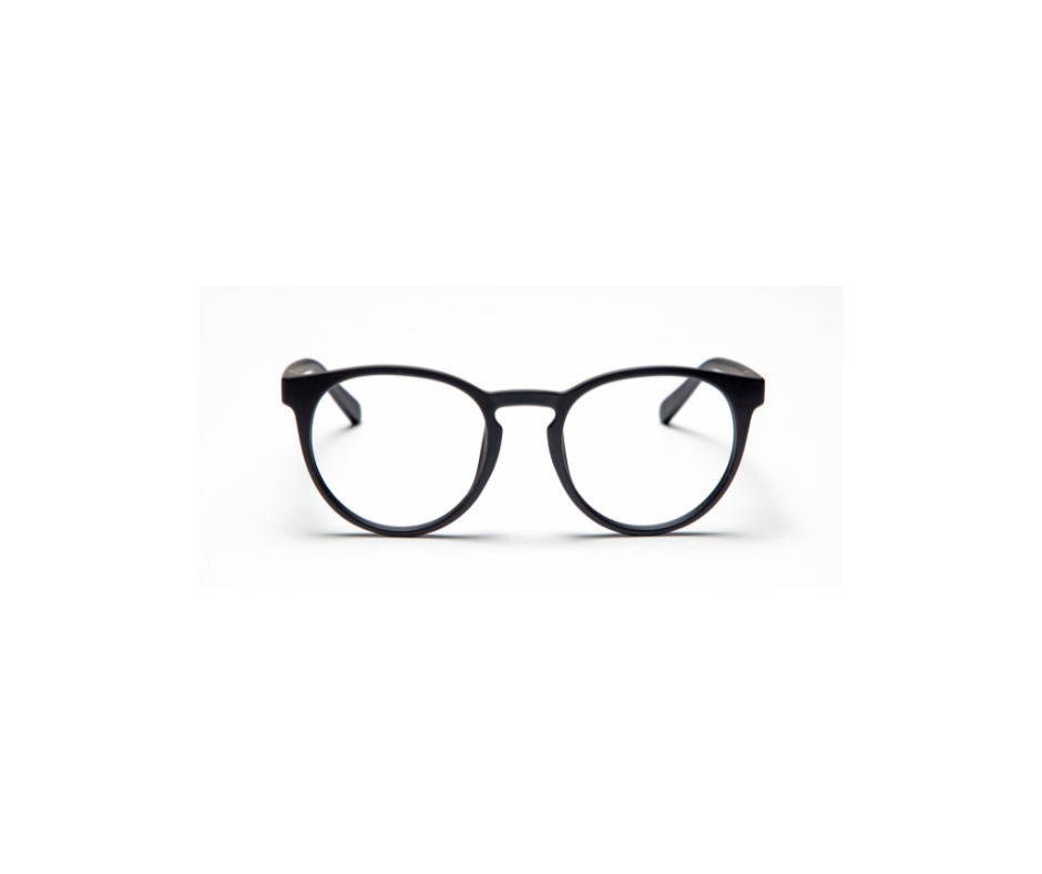 The PAPILLON - Black eyeglasses feature round lenses and thick black frames, displayed against a white background, capturing the modern elegance typical of curated Tallinn gift shop finds. Gate21.ee