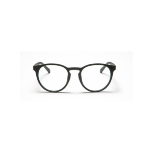 The PAPILLON - Olive Green, a pair of spectacles with round lenses and Estonian design, is shown from the front on a white background. Gate21.ee