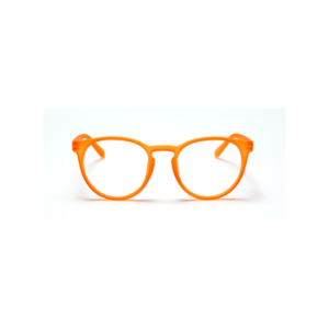 The PAPILLON - Warm Orange spectacles, featuring round lenses and curated Estonian design, are displayed on a plain white background. Gate21.ee