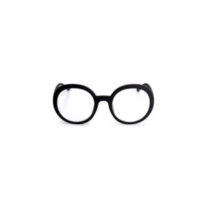 JANE - Black: Stylish round black spectacles with thick frames, displayed on a white background—a fine example of Estonian design, ideal for any gift shop. Gate21.ee