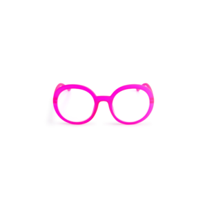 Centred on a white background, the JANE - Neon Pink eyeglass frames feature a round, playful design with clear lenses—perfect for creative inspiration at your favourite Tallinn concept store. Gate21.ee