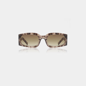 The ALEX - Coquina features a brown tortoiseshell rectangular frame and gradient brown lenses, showcasing curated Estonian design, displayed on a white background. Gate21.ee