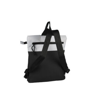 The Los Angeles Backpack - Black / Grey features a light grey top, black bottom, adjustable black shoulder straps, and a front zip pocket—ideal for unique finds on your Tallinn shopping trip. Gate21.ee