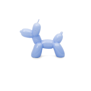 The Balloon Dog Candle - Blue stands upright against a plain white background—an eye-catching piece perfect for unique ideas from your favourite Tallinn shopping or local gift shop. Gate21.ee