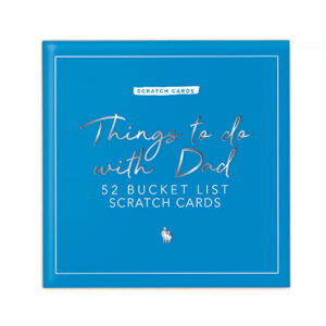 A blue square box labelled "Dad - Scratch Cards," with white and silver text and a small person icon—ideal for concept store lovers or Tallinn shoppers seeking unique gift ideas. Gate21.ee