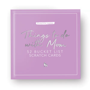 A lavender Mum - Scratch Cards box features white and silver text, a small two-person icon at the bottom centre, and is perfect for gift shop shelves. Gate21.ee