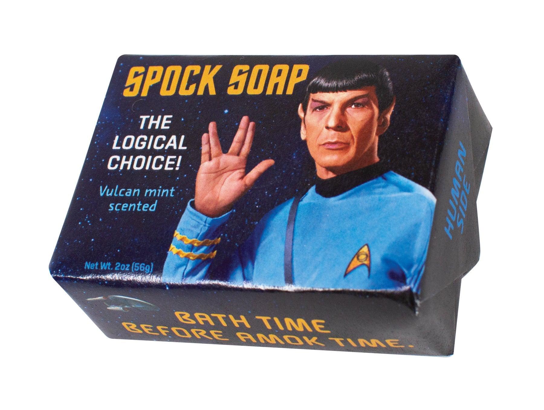 A rectangular box of Trump Soap, perfect for any concept shop, features a person resembling Trump. The text reads: The winning choice! Presidential fresh scent. Bath time before prime time. Net wt. 2oz (56g). Gate21.ee