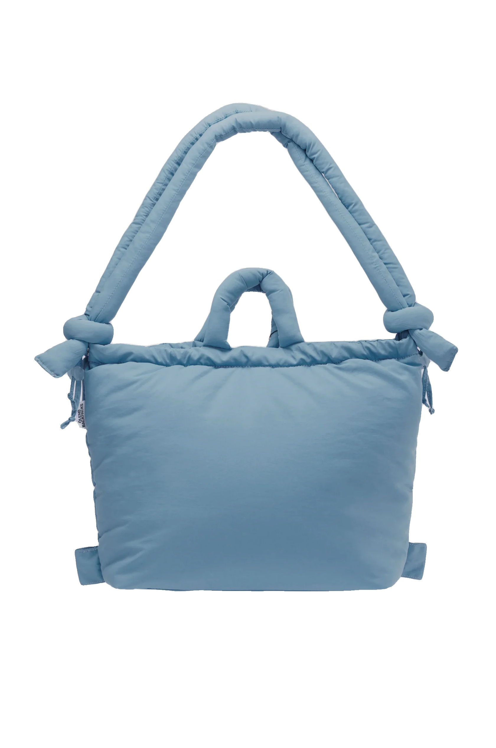 The Ona Soft Bag - Light Blue is a rectangular padded handbag with two short handles and a long, thick shoulder strap, shown against a white background—perfect for Tallinn shopping or any curated concept store collection. Gate21.ee