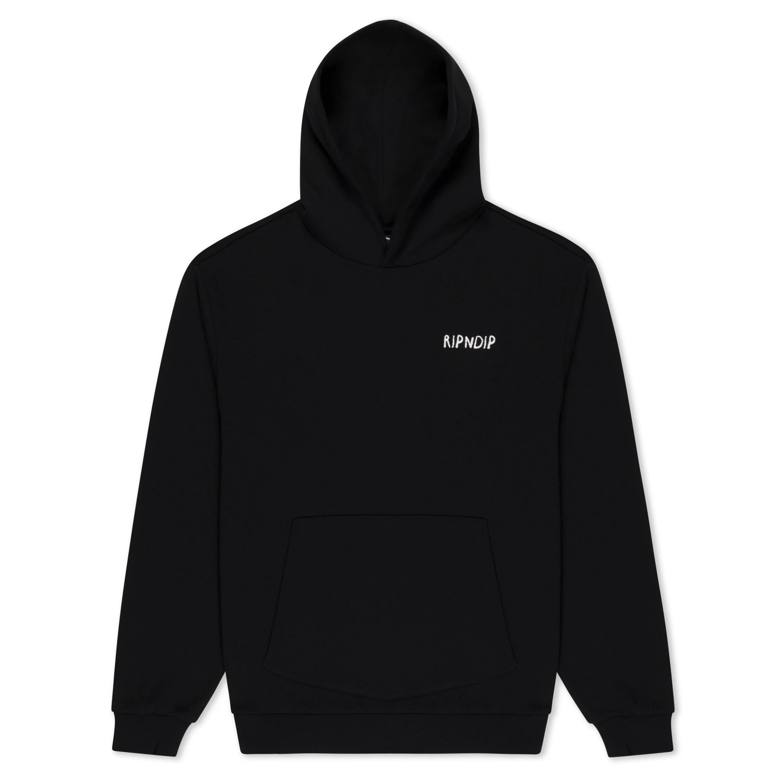 The Coconerm Hoodie Black is a black hooded sweatshirt with a front pocket and small white RIPNDIP lettering on the left chest—ideal for exploring Tallinn’s shopping streets or finding cool items at your favourite concept shop. Gate21.ee