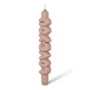 The Love You 3D Candle - Cream is a light brown candle shaped in vertical, rounded letters spelling "love you", with a wick at the top—an Estonian design perfect for Tallinn shopping or concept store gifts. Gate21.ee