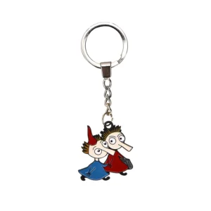 The Moomin Keyring - Thingumy and Bob features a metal cartoon-style charm of Thingumy in blue and Bob in red, attached to a short chain and keyring. Gate21.ee