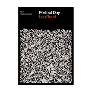 A black poster for “(Sittin’ on) The Dock of the Bay.” The bottom half features a block of jumbled, overlapping white text. The title and artist appear at the top in bold white and orange lettering. Gate21.ee